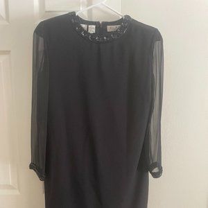 Vintage Bill Blass Knee Length Dress with Silk Sheer Sleeves Size 10